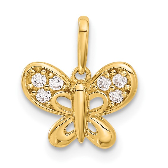 14k Polished CZ Butterfly Pendant