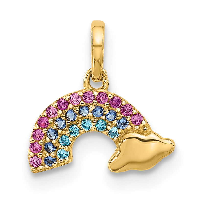 14K Polished Multi-color CZ Rainbow Pendant (YC1576)