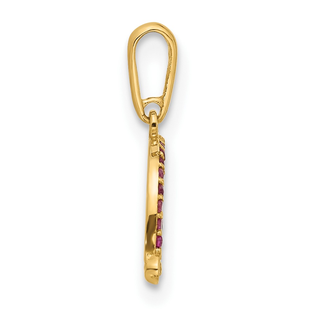 14k Polished CZ Rainbow and Clouds Pendant (YC1577)