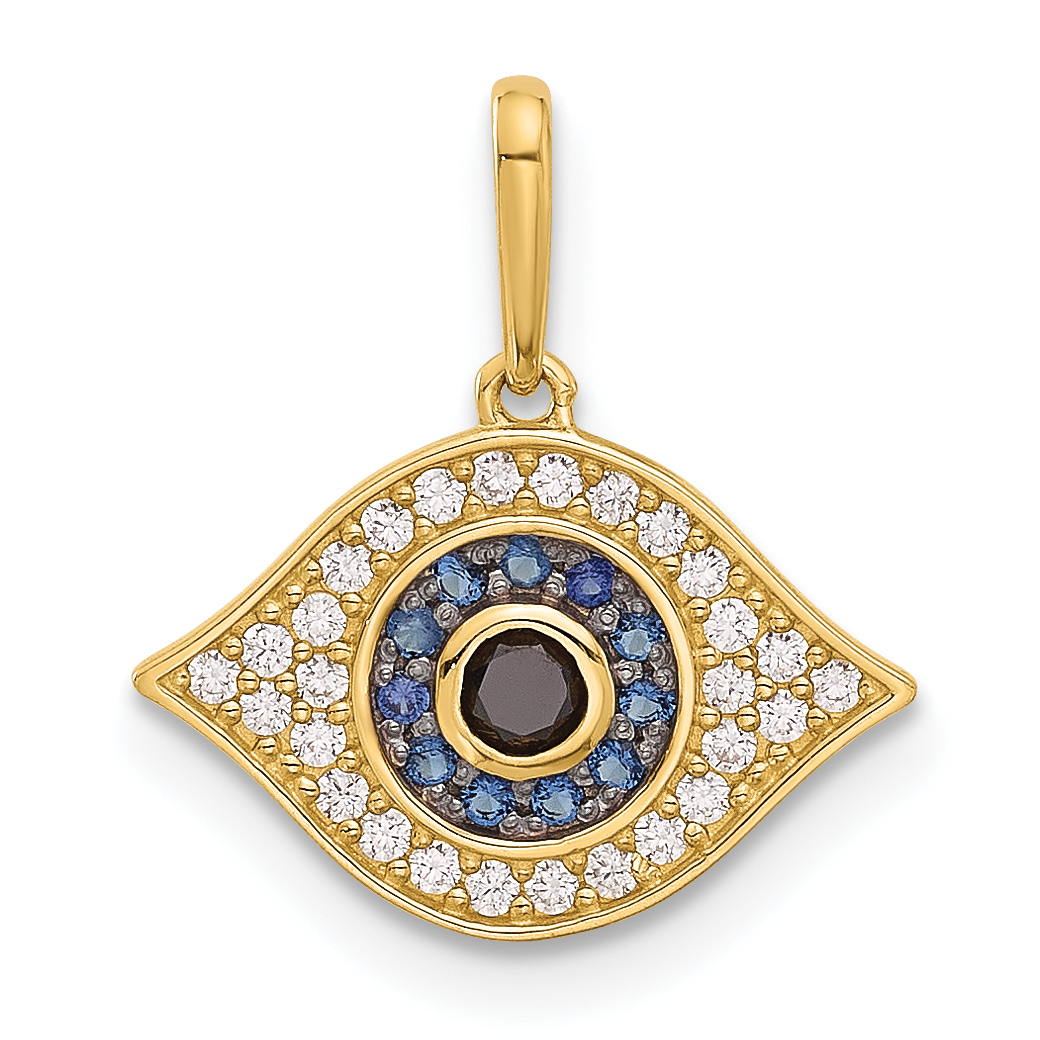 14K Polished Multi-color CZ Evil Eye Pendant (YC1578)