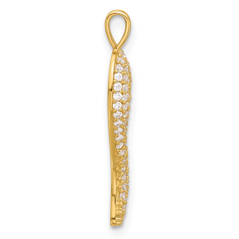 14k Polished CZ Large Italian Horn Pendant (YC1583)