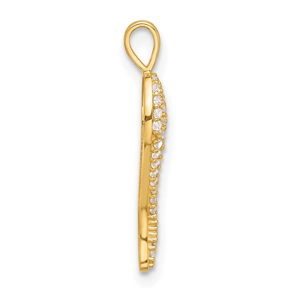 14k Polished CZ Small Italian Horn Pendant (YC1584)