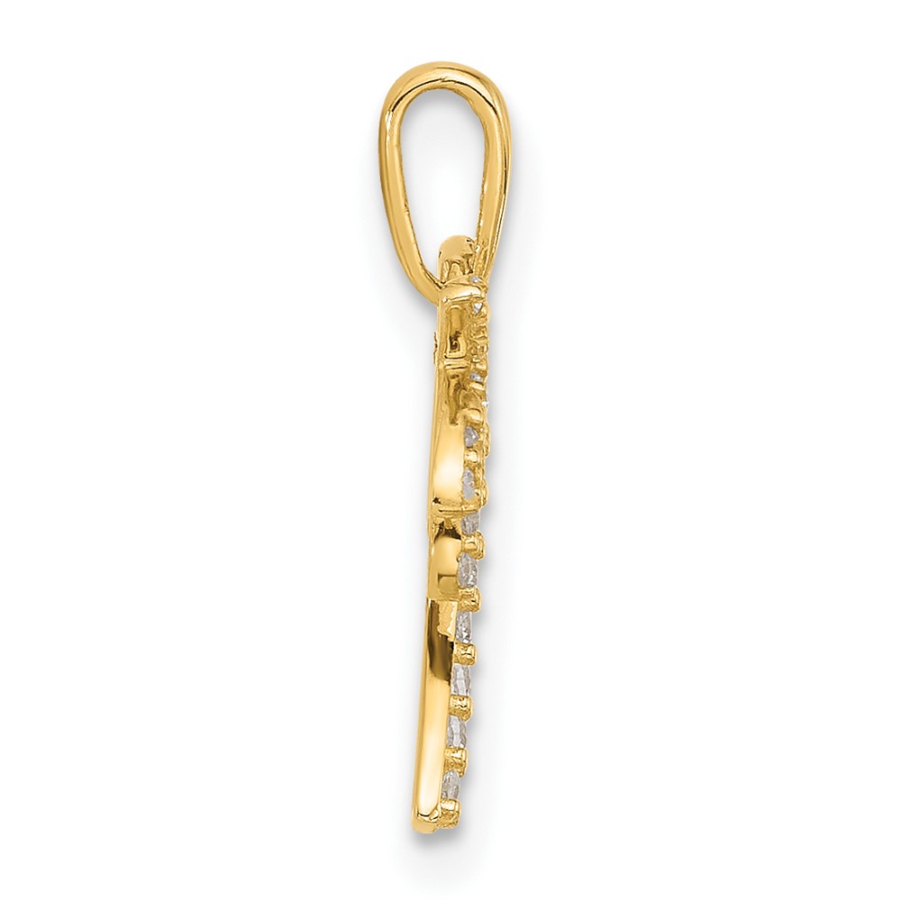 14K Polished CZ Palm Tree Pendant (YC1593)
