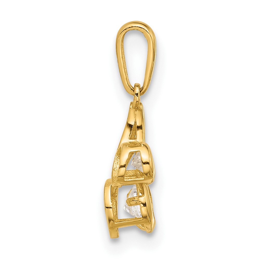 14K Polished CZ Music Note Pendant (YC1595)
