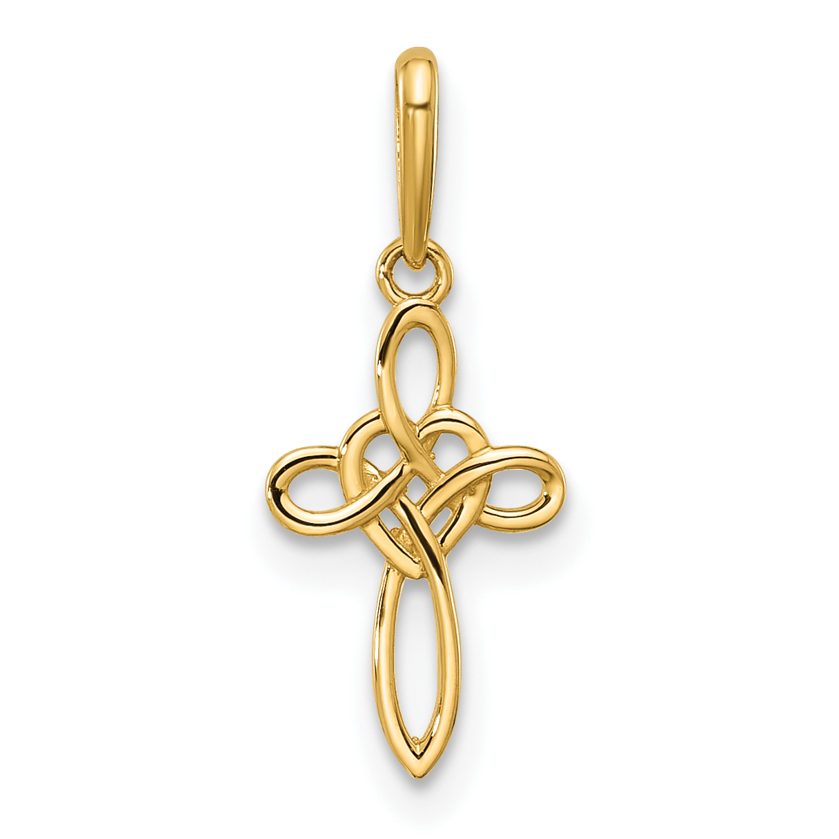 14k Polished Heart Celtic Cross Pendant (YC1598)