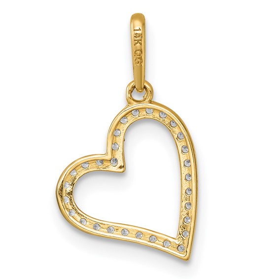 14k Polished CZ Open Heart Charm / Pendant