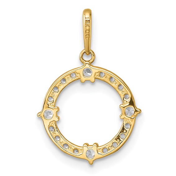 14k Polished CZ Open Circle Pendant