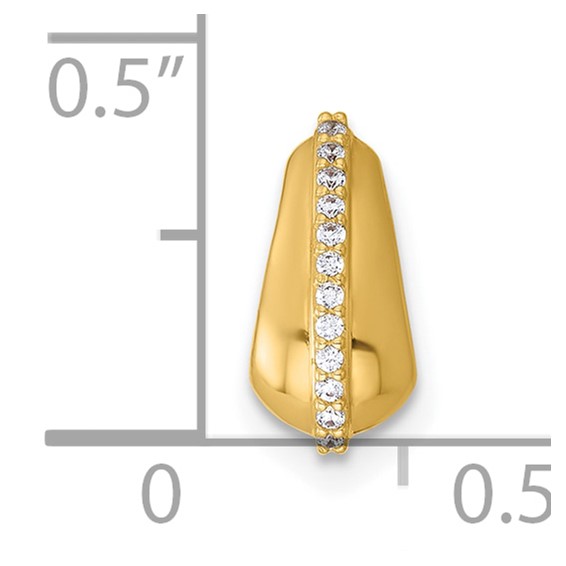 14k Polished CZ Domed Teardrop Chain Slide Pendant