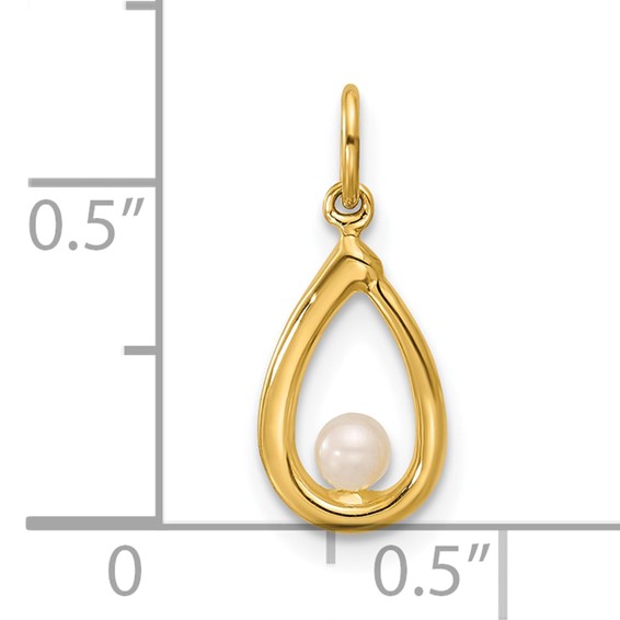 14K Polished Freshwater Cultured Pearl Teardrop Pendant