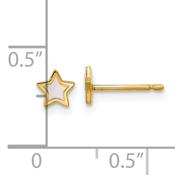 14K Polished Mother of Pearl Star Post Earrings