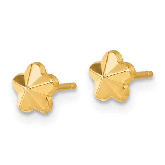 14K Polished Flower Post Earrings