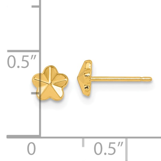 14K Polished Flower Post Earrings
