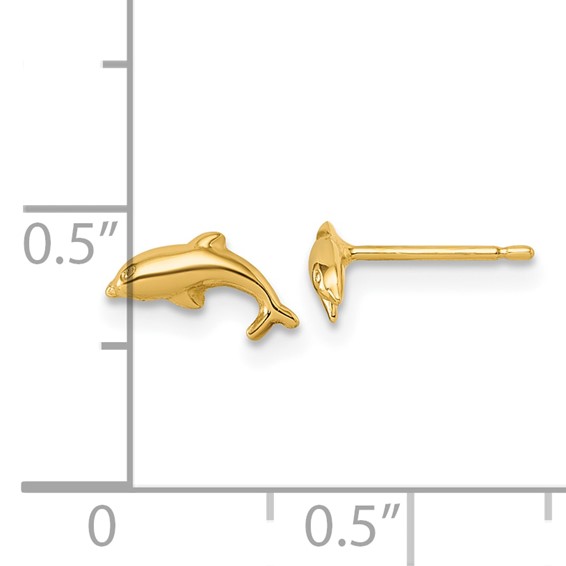 14K Polished Dolphin Post Earrings