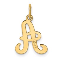 14K Yellow Gold Script Letter a Initial Charm view 3