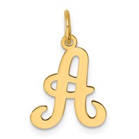 14K Yellow Gold Script Letter a Initial Charm view 1