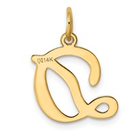 14KY Script Letter D Initial Charm view 3