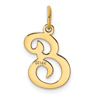 14K Yellow Gold Script Letter E Initial Charm view 3