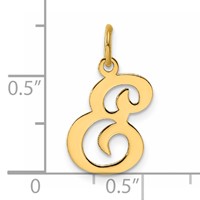 14K Yellow Gold Script Letter E Initial Charm view 4