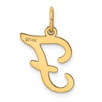 14K Yellow Gold Script Letter F Initial Charm view 3