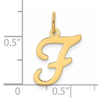 14K Yellow Gold Script Letter F Initial Charm view 4