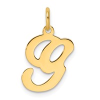 14K Yellow Gold Script Letter G Initial Charm view 1