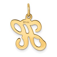 14K Yellow Gold Script Letter H Initial Charm view 3