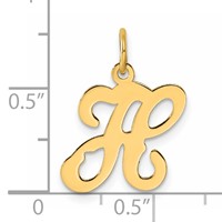 14K Yellow Gold Script Letter H Initial Charm view 4