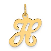 14K Yellow Gold Script Letter H Initial Charm view 1