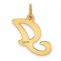 14K Yellow Gold Script Letter I Initial Charm view 3