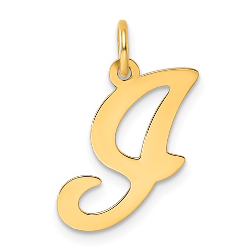 14K Yellow Gold Script Letter I Initial Charm