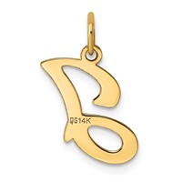 14K Yellow Gold Script Letter J Initial Charm view 3