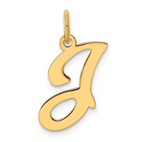 14K Yellow Gold Script Letter J Initial Charm view 1