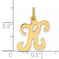 14K Yellow Gold Script Letter K Initial Charm view 4