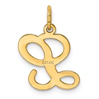 14K Yellow Gold Script Letter L Initial Charm view 3