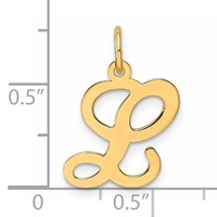 14K Yellow Gold Script Letter L Initial Charm view 4