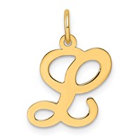 14K Yellow Gold Script Letter L Initial Charm view 1