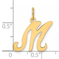 14K Yellow Gold Script Letter M Initial Charm view 4