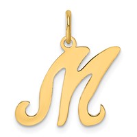 14K Yellow Gold Script Letter M Initial Charm view 1