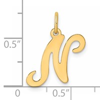 14K Yellow Gold Script Letter N Initial Charm view 4