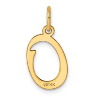14K Yellow Gold Script Letter O Initial Charm view 3