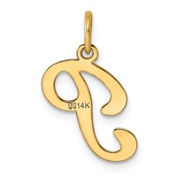 14KY Script Letter P Initial Charm view 3