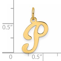 14KY Script Letter P Initial Charm view 4