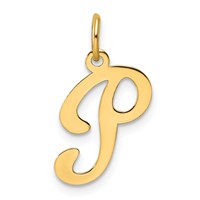 14KY Script Letter P Initial Charm view 1