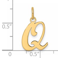 14K Yellow Gold Script Letter Q Initial Charm view 4
