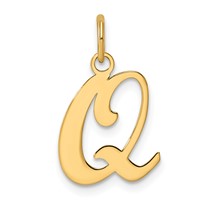 14K Yellow Gold Script Letter Q Initial Charm view 1