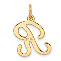 14K Yellow Gold Script Letter R Initial Charm view 3