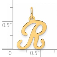 14K Yellow Gold Script Letter R Initial Charm view 4