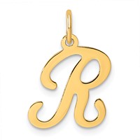 14K Yellow Gold Script Letter R Initial Charm view 1