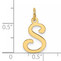 14K Yellow Gold Script Letter S Initial Charm view 4