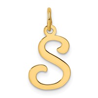 14K Yellow Gold Script Letter S Initial Charm view 1